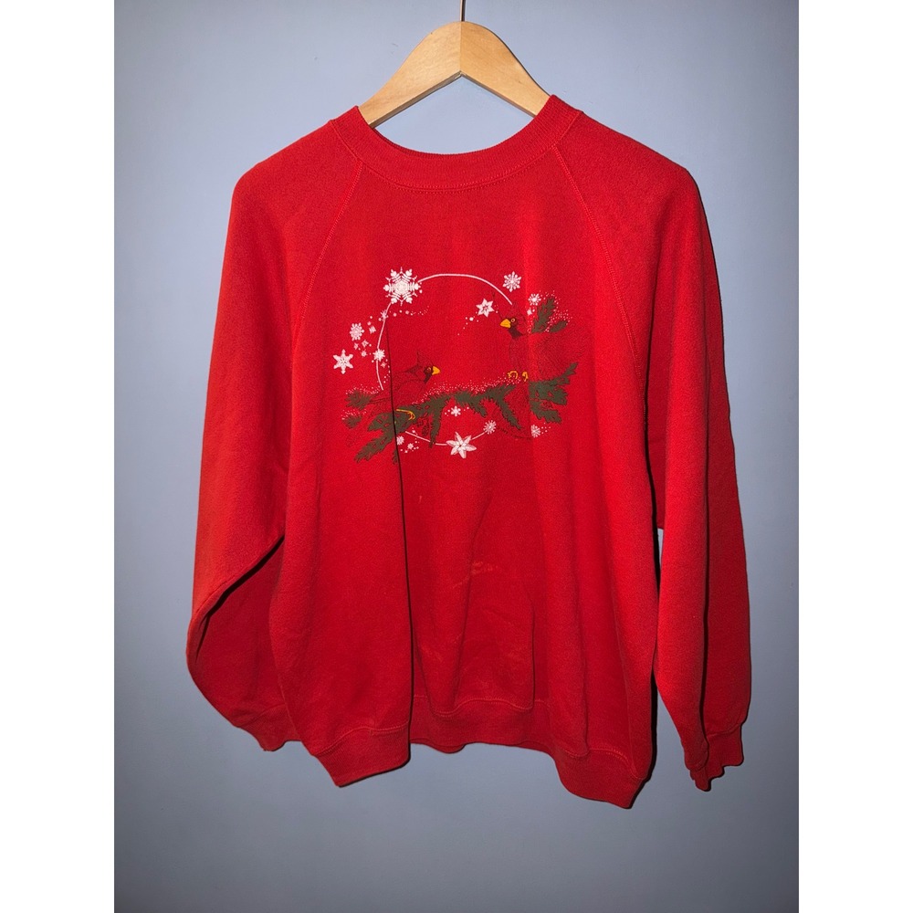 Vintage Hanes 1993 Cardinal Winter Sweatshirt Red XL Made in USA 90s